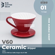 MERAH V60 CERAMIC DRIPPER V60 CERAMIC COFFEE DRIPPER COFFEE DRIP MANUAL BREW POUR OVER COFFEE MAKER COFFEE Dropper V60 DRIPPER BARISTA COFFEE TOOLS HOME BREWER CAFE HOME CAFE COFFEE FILTER COFFEE FILTER Red COFFEE