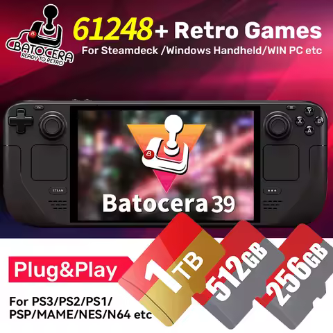 Batocera 39 TF/Gaming Card for Steamdeck /Windows Handheld/WIN PC with 61248 Games&70+Emulators for 