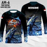 jersey mancing mania baju mancing custom kaos angler lengan panjang - hitam xl