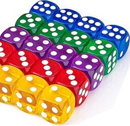 Pack of 20 Polyhedral Dice D6 Dice Play Dice Acrylic 14 mm 16 mm Colourful Dice Set Dice for Dice Ga