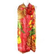 Excellent condition GUCCI vintage 1994 Tom Ford-era 100% silk tunic with logo, fruit print, gold but