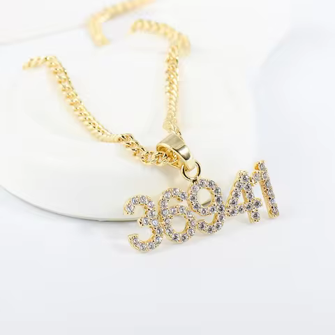 Custom Diamond Necklace, Pave Crystal Letter Number Necklace,Personalized Name Necklace ,diamond let