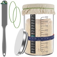 7Pcs Sourdough Starter Jar with Scale 900ml Large Capacity Sourdough Starter Container Reusable Glas