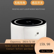 02Round Bedside TableUSBInterface Wireless ChargingLDELight Smart Bedside Table Light Luxury Leather Functional Locker