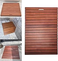 20/24/26/30/36 Inch Large Wooden Bath Floor Mat, Non-Slip Slats Splicing Foot Pad, Bathroom Drain Bo