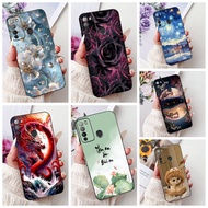 ITEL Vision 2 Case Silicone Aesthetic Cute Cat Fashion Flowers Painted Back Cover ITEL Vision2 Phone