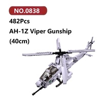 ✨AH-1Z Viper Gunship Helicopter Building Blocks 482 Pcs Sluban Plane Bricks Toy Set Assembly Model