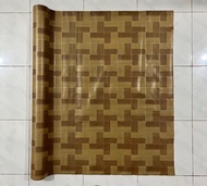 Karpet Plastik Lantai Vinyl Motif Kayu Meteran Multifungsi Perlak Meja