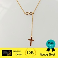 Ayugold Infinity Cross Necklace Real Light Gold Necklace 700 16k Gold