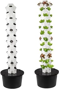Hydroponics Growing System 32/48 Pods Vertical Hydroponics Tower Aeroponics Growing Kit, Smart Garden Planter Herbs Germination Kit with Hydrating Pump, Adapter, Net Pots, Timer 12floor