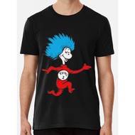 Official Dr. Seuss Cat in the Hat Thing 2 T-Shirt - Thing One & Two Book Characters, Black Tee with 