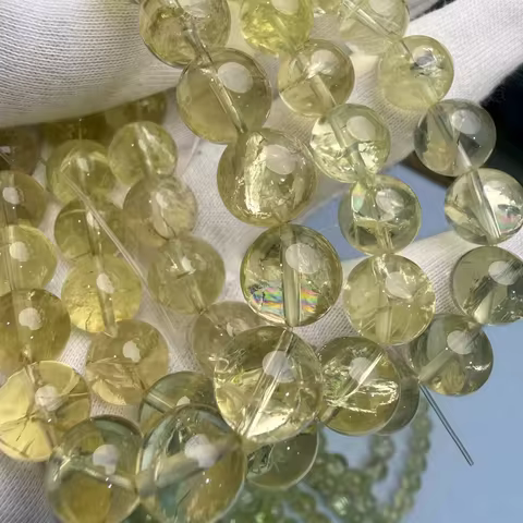 Brazil AAA Natural Yellow Azeztulite Quartz Round Rainbow Beads Charms Bracelet Fortune For Jewelry 