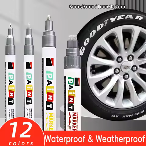 12Colors Paint Markers Pen,Quick-Dry Markers - Waterproof, No Fade 0.7mm/1mm/3mm/8mm Pens for Drawin