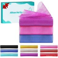 3 Keping Span Jaring Afrika, Jaring Pengelupasan Afrika, Span Jaring Afrika Asli, Penggosok Badan Pe