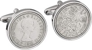 Cufflinks Rhodium Plated 1959 English Sixpence Cufflinks 62nd Birthday