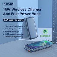 [REMAX ORIGINAL] Powerbank 10000mAh / 20000mAh 22.5W PD+QC Super Fast Charge Dual Mode Wireless + Wired Charging Strong Suction Power Bank REMAX RPP-203 / RPP-207 With 2 Input &amp; 4 Output