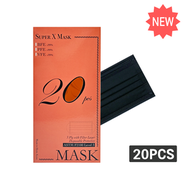 Super X - 【買1送1】 (20片/非獨立包裝) 黑色三層防護口罩 符合美國ASTM F2100 LEVEL 3