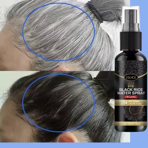 Gray White Hair Treatment Serum White To Black Repair Natural Color Black Rice Nourish Spray Anti Lo