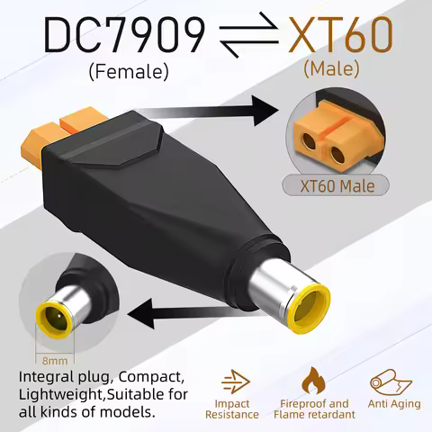 2025 New High Compatibility XT60 to DC7909 Adapter Converter Head DC Male Female No Wire Connector P