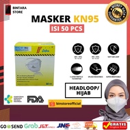 Kn95 HIJAB Headloop MASK 5Ply Box Contents 20pcs / 50pcs Headloop BFE 95%