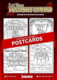 Coloring Broadway - Phantom of the Opera Inspired Coloring Postcards (Set of 4), Let Your Fantasies