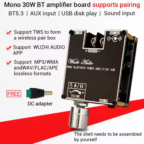 ZK-301B 30W Bluetooth 5.3 Audio Amplifier Module DC 9V-24V Mono Channel Digital Audio Amplifier Boar