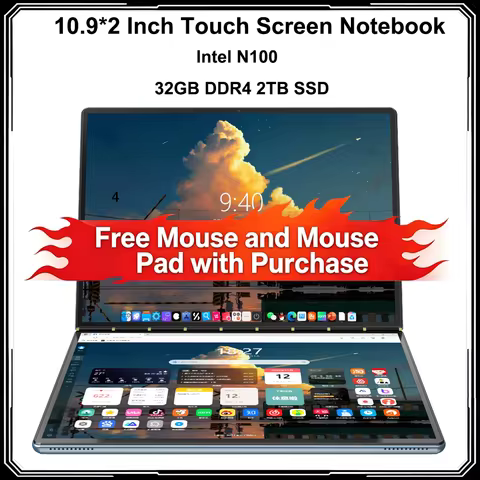 10.9 Inch Dual Touch Screen 2-in-1 Screen Notebook Intel N100 32GB DDR4 2TB SSD WIFI6 Portable Busin