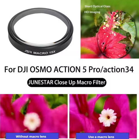 JSR Close Up Macro Lens 15X Magnification HD Optical Len Filter Fit for DJI OSMO ACTION 5 Pro/action