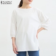 ZANZEA เสื้อถักลำลองผู้หญิง,เสื้อแขน3/4หลวมเสื้อสูงต่ำ #8