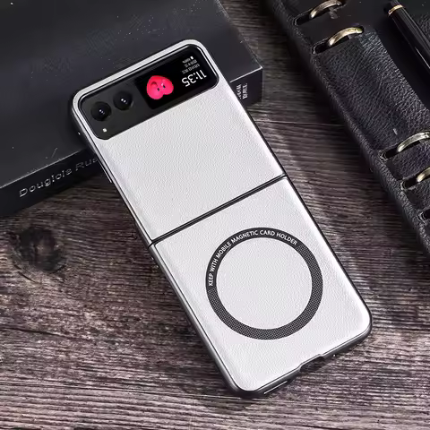 PU Leather Case for Razr 40 50 60 For Magsafe Magnetic Wireless Charging Shockproof Back Cover For M