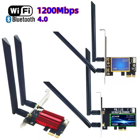 1200Mbps PCI-E WIFI Wireless Network Card Desktop Dual Band antenna 8DB 2.4G 5G PCI e PCIe 2 in 1 WI