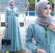 Pearly Maxi Brukat FREE BELT Model Terbaru 2025 Modern Lebaran Dress Wanita Modis dan Elegan Bahan M