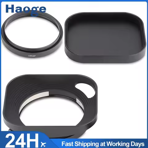 Haoge Lens Hood Metal Square Bayonet for Fujifilm Fujinon XF27mm XF23mm F2.8 R WR Lens Hood Black
