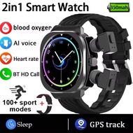 2 in 1 Smart Watch GPS Tracker Compass Built in Headphones Bluetooth Call Smartwatch Health Monitor 