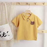 80-140 Size Baby Girls Boys Short-sleeved Polo Shirt Doll Collar Cartoon T-shirt for 0-10 Yrs Old