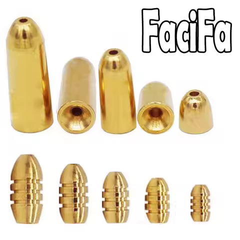 10 pcs Fishing Bullet Weights Stainless Brass Slip Sinker For Fishing Hook Fishing Lure Texas Rig