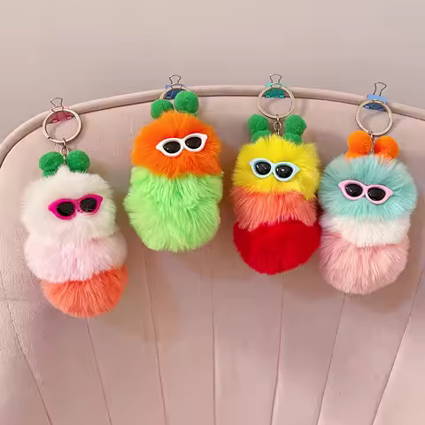 EASYA Punk MAOMAO Keychain Fashion Handbag Plush Pendant Carnival Souvenirs Gifts Funny Bag Key Ring