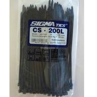 SIGMA TIES Cable ties 20 cm black size 4.8 X 200 mm nylon material contents 100 pcs
