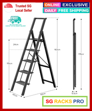 [SG 🇸🇬 LOCAL SELLER] SAMURAI🇯🇵 Step Ladder - 4/5 Steps / ULTRA Slim Aluminium Ladder / Foldable / Space Savings / Large Board Ladder