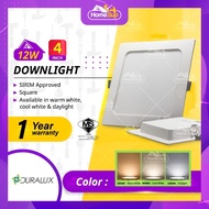 Duralux Led Downlight 12w Dr-4012s - Square, Sirim, Warm White/Cool White/Daylight (4”) Lampu Siling
