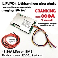 BMS motor car 800A 4S 12V Lithium LFP Lifepo4 50A Battery Charger Protection PCB Board Battery Balan