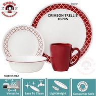 Corelle 16pcs livingware set crimson trellis dinnerware set, set pinggan makan corelle