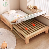 Bed Frame Foldable Solid Wood Single Bed Family Small Apartment Extendable Sliding Scalable Bed Moha