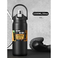 50OZ Portable Thermos with Straw 304 Stainless Steel Thermal Mug Tumbler Coffee Cup Sports Vacuum Fl