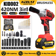 KEELAT  Impact Wrench KID002 Cordless Impact Wrench Torque Wrench 420N.M Drill Cordless Drill Batter