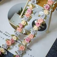1PC 274.32cm Long 3cm Wide Colorful Pearl Flower Design Handmade Lace Trim Ribbon For Valentine's Da