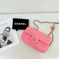 Chanel  晶片款粉色金球cf 大mini包包