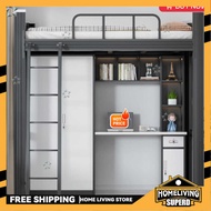 SUP Loft Iron With Desk Wardrobe Saves Space And Thickened Bed Frame Single Bed Loft Bed 847d1