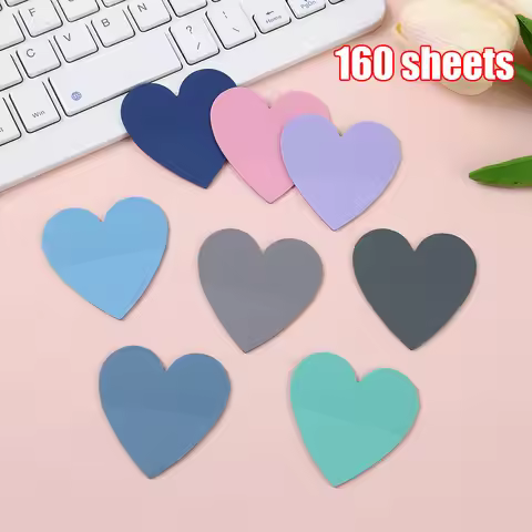 8colors Luminous PET Heart-Shaped Transparent Sticky Notes,Creative Student Label Stickers,160 sheet
