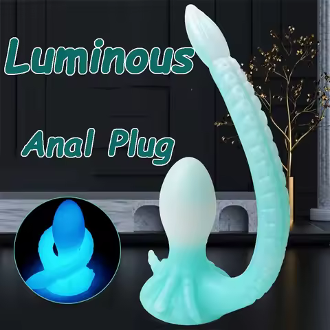 2in1 Octopus Tentacle Dark Glowing Dildo for Woman Double Stimulation Butt Plug with Suction Cup Fem